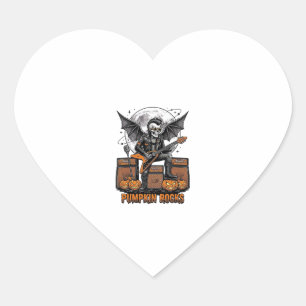 Rock Pumpkin Skull Vintage Engraving Halloween Shi Heart Sticker