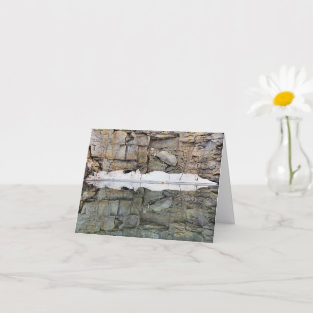 Rock Quarry Wall Reflections #2 Nature Note Card (Small Plant)
