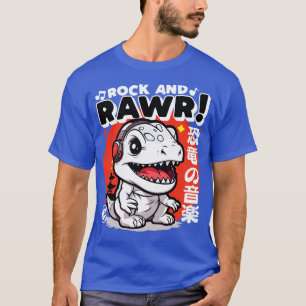 Rock Rawr Kawaii Dinosaur TRex Music Japanese Styl T-Shirt