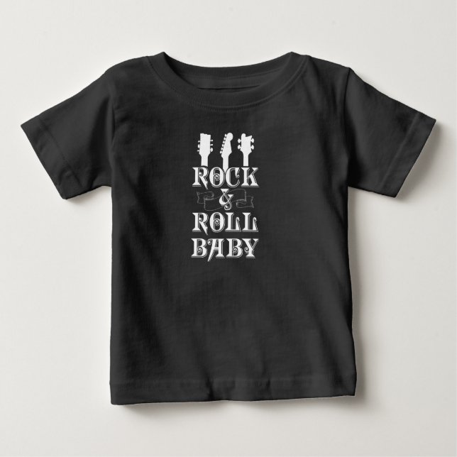 Rock & Roll Baby Guitar Kid Music Band Rocker T-Shirt (Front)