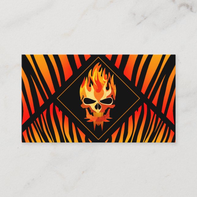 Rock & Roll Band Musician Flaming Skull Custom Gig Business Card (Front)