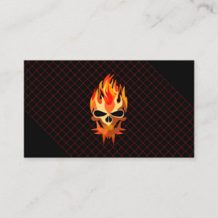 Rock & Roll Band Musician Guitarist Flaming Skull Business Card