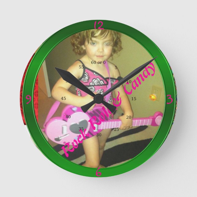 Rock, Roll & Candy Round Clock (Front)