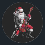Rock & Roll Christmas Santa Claus Guitar Player Classic Round Sticker<br><div class="desc">Rock & Roll Christmas Santa Claus Guitar Player</div>