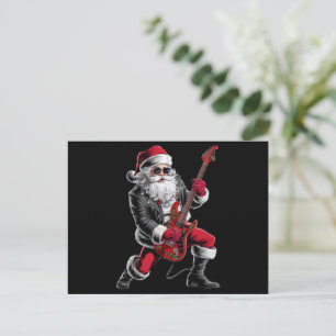 Rock & Roll Christmas Santa Claus Guitar Player Holiday Postcard