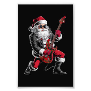 Rock & Roll Christmas Santa Claus Guitar Player Photo Print