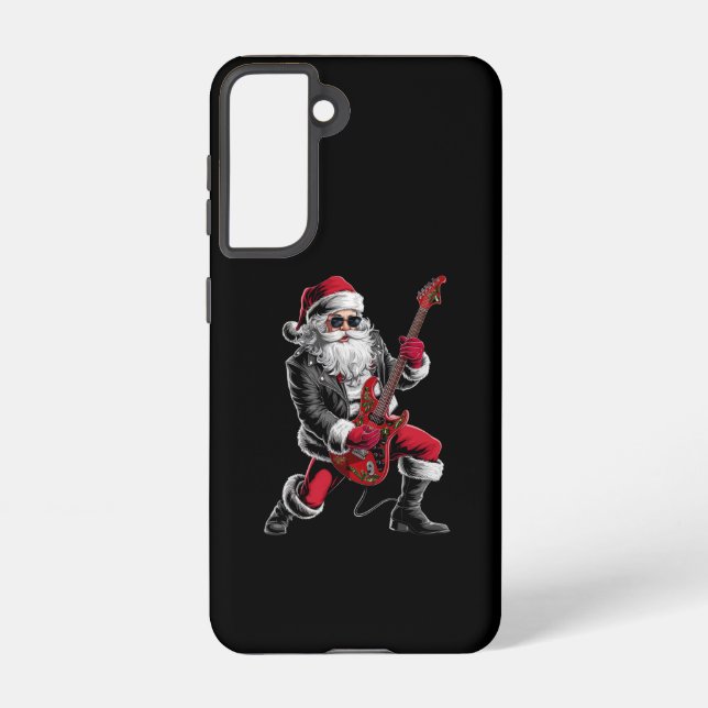 Rock & Roll Christmas Santa Claus Guitar Player Samsung Galaxy S21 Case (Back)
