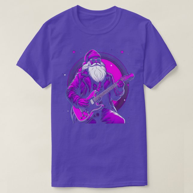 Rock Roll Christmas Santa Claus Guitar Player T-Shirt (Design Front)