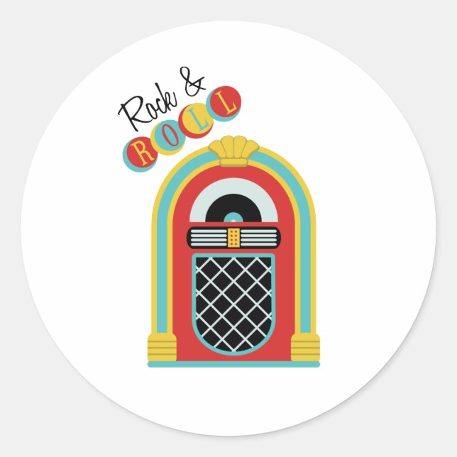 Rock & Roll Classic Round Sticker (Front)