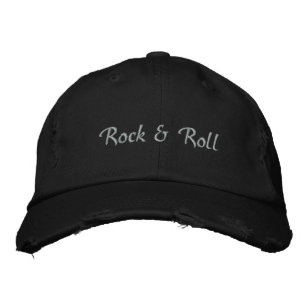 Rock & Roll Embroidered Light Text Baseball Cap