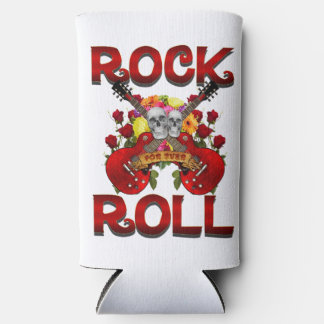 Rock Roll For Ever Skulls Seltzer Can Cooler