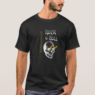 Rock & Roll Guitar Funky Skull Rocker Musician T-Shirt