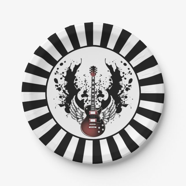 Rock & Roll Guitar Rocker Metal Musician Party Paper Plate (Front)