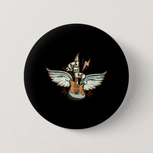 Rock & Roll Guitar Wings Music 6 Cm Round Badge