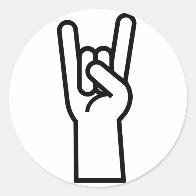 Rock & Roll Hand Symbol Classic Round Sticker (Front)