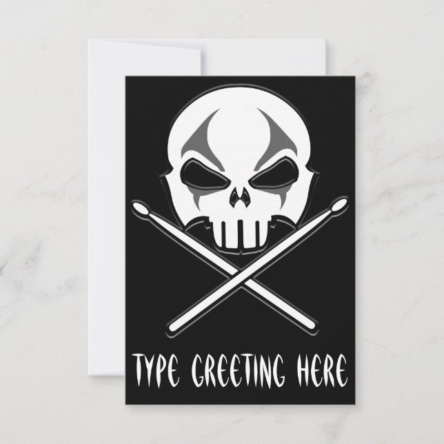 Rock & Roll Invitations Personalised Drummer Cards (Front)