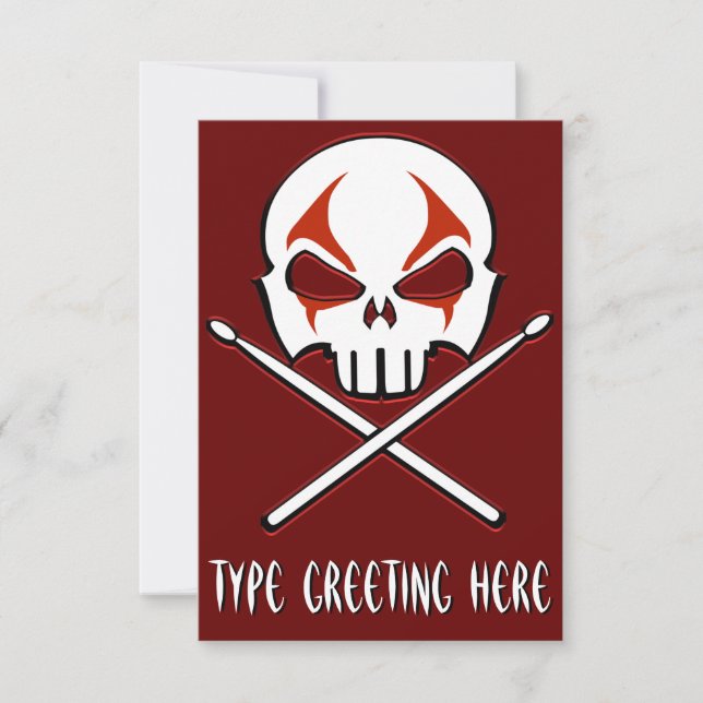 Rock & Roll Invitations Personalised Drummer Cards (Front)