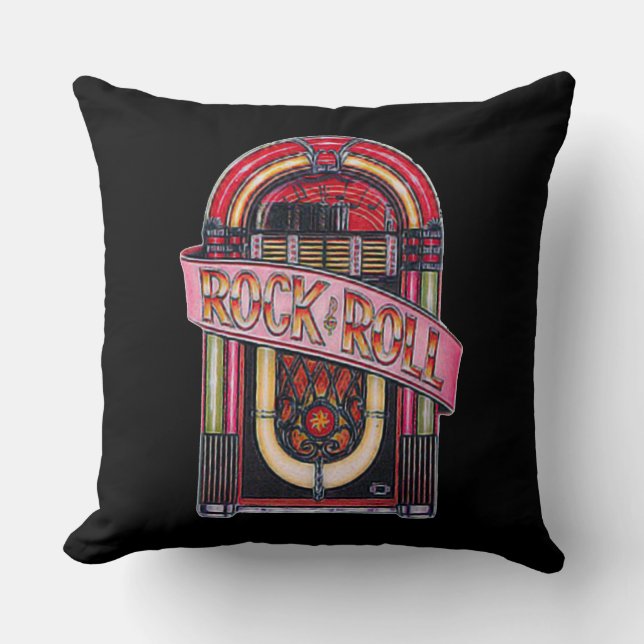 Rock & Roll Juke Box Retro Throw Pillow (Front)