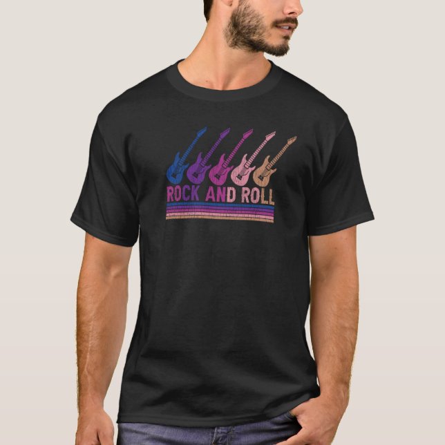 Rock & Roll Multicolor Electric Guitars T-Shirt (Front)