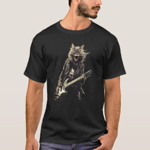 Rock & Roll Music Concert Festival Cat Rock Guitar T-Shirt