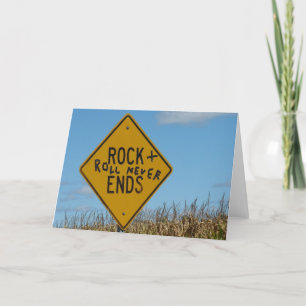 Rock & Roll Never Ends, Fun Street Sign Graffiti Card