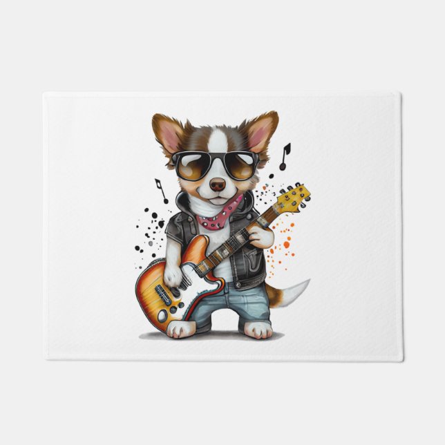 Rock  Roll Puppy Dog (One)   Doormat (Front)
