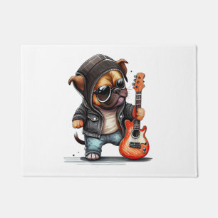 Rock Roll Puppy Dog (Three) Doormat