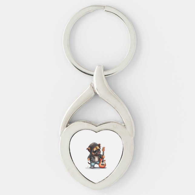 Rock  Roll Puppy Dog (Three)   Key Ring (Front)