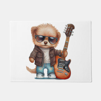 Rock  Roll Puppy Dog (Two)   Doormat