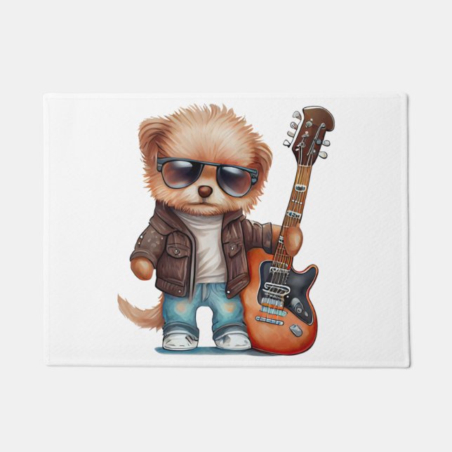 Rock  Roll Puppy Dog (Two)   Doormat (Front)