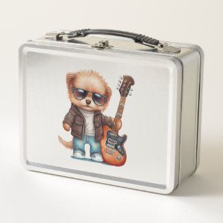 Rock  Roll Puppy Dog (Two)   Metal Lunch Box