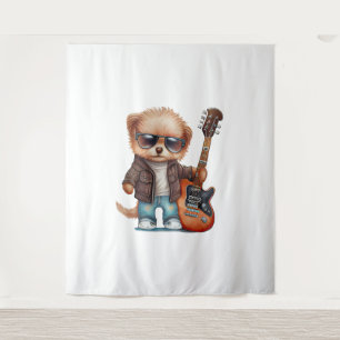 Rock Roll Puppy Dog (Two) Tapestry