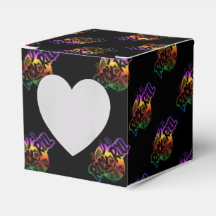 Rock & Roll Rainbow Music Pattern Heart Favour Box