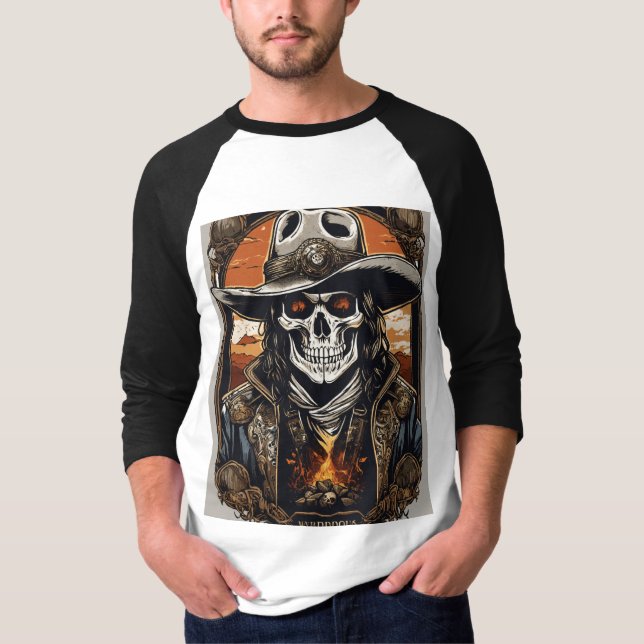"Rock & Roll Rebellion Skull T-Shirt" T-Shirt (Front)