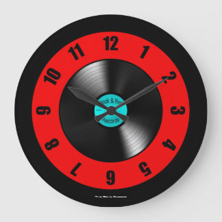 Rock & Roll Records Large Wall Clock
