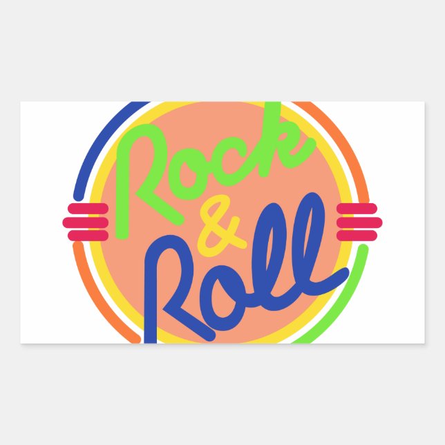 Rock & Roll Rectangular Sticker (Front)