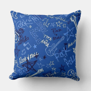 Rock & Roll Rock Star Blue Throw Pillow