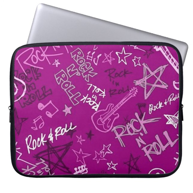 Rock & Roll Rock Star Pink Laptop Sleeve (Front)