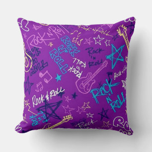 Rock & Roll Rock Star Purple Throw Pillow