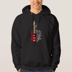 Rock Roll Skeleton Guitar Music  1 Hoodie