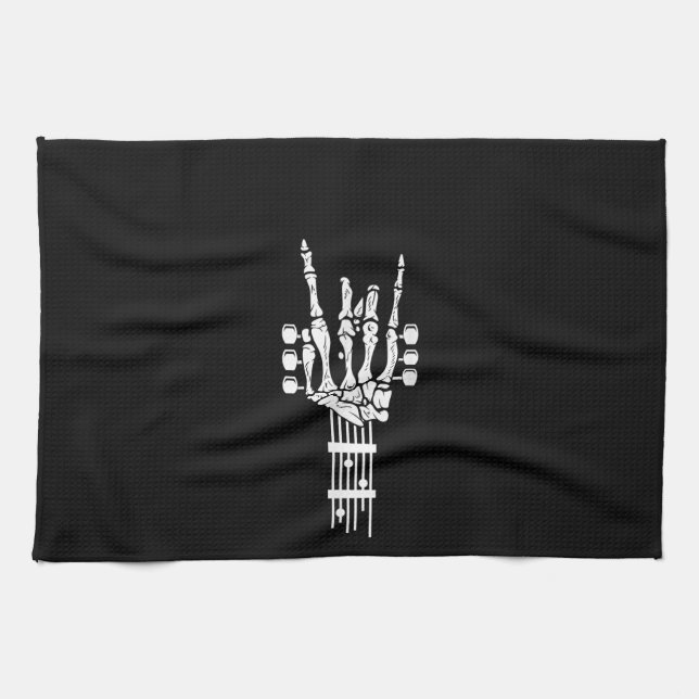 Rock & Roll Skeleton Guitar Music LoKitchen Towels (Horizontal)