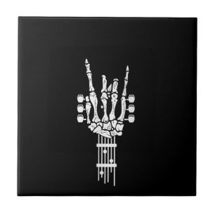 Rock & Roll Skeleton Guitar Music Lover Ceramic Tile