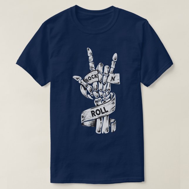 Rock & Roll Skeleton Guitar Music Lover Rockstar  T-Shirt (Design Front)