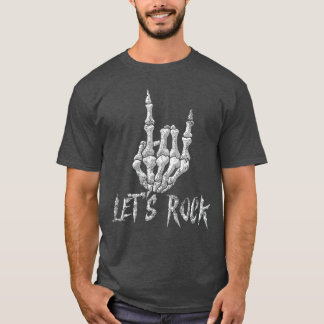 Rock Roll Skeleton Hand Guitar Rock Cool Men Women T-Shirt