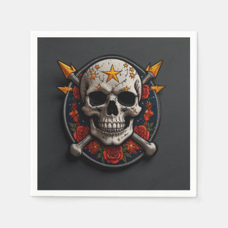 Rock & Roll Skull Patch  Napkin