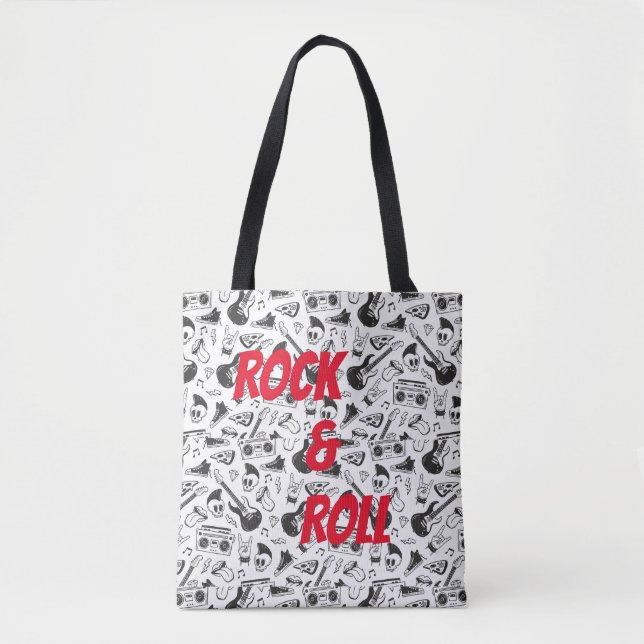 Rock & Roll Tote bag - red & black (Front)