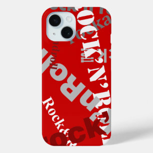 rock & roll typography design iPhone 15 case