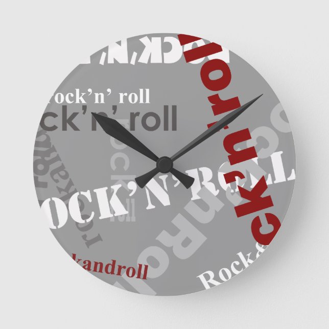 rock & roll typography design round clock (Front)