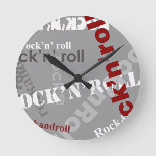 rock & roll typography design round clock