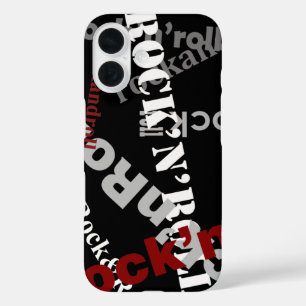 rock & roll typography music iPhone 16 case